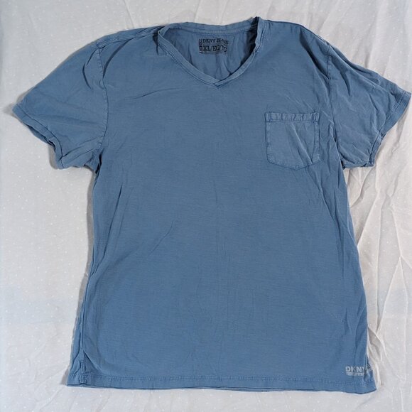 DKNY JEANS BLUE T-SHIRT SIZE XL FRONT POCKET MEN'S UNISEX SHIRT FASHION STYLE - Picture 16 of 16